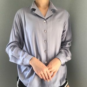 Lands’ End Blue Button Up Blouse 8P